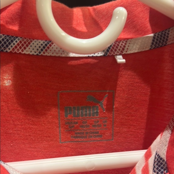 Puma Light Red and White Polo Golf Shirt Classic Style M Medium - Picture 2 of 4
